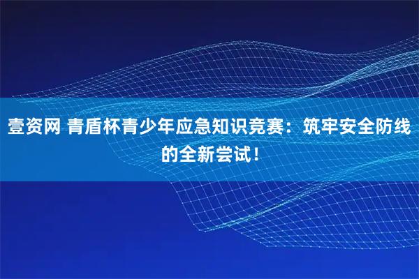 壹资网 青盾杯青少年应急知识竞赛：筑牢安全防线的全新尝试！